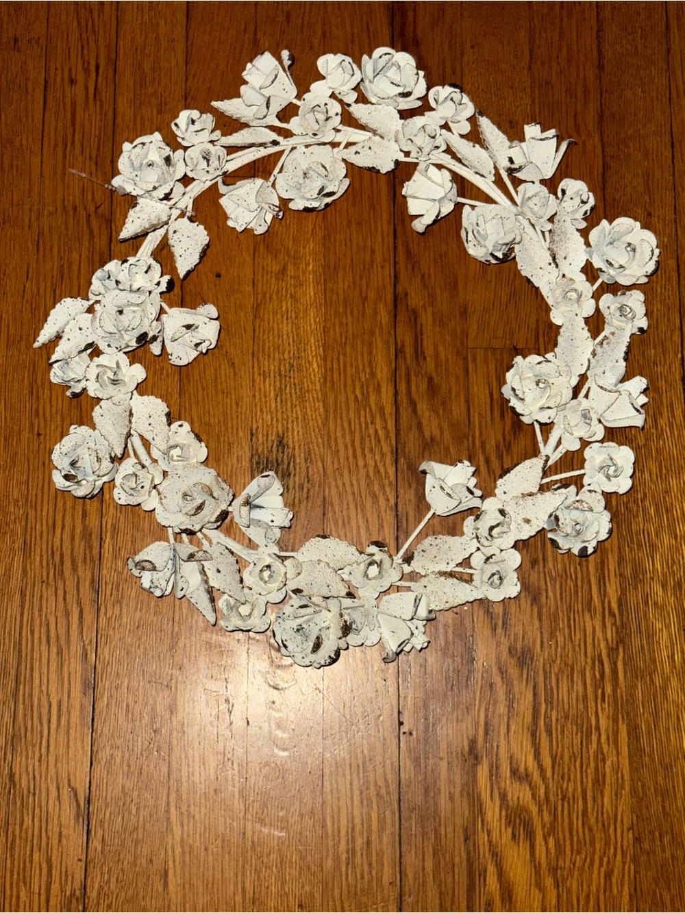White Floral Hanging Metal Wreath